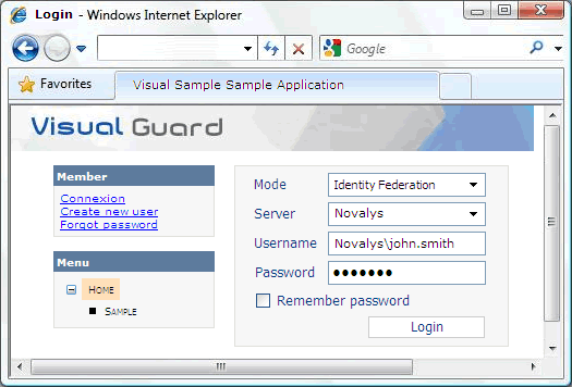 Authentication in a Web application with a Federated Account 